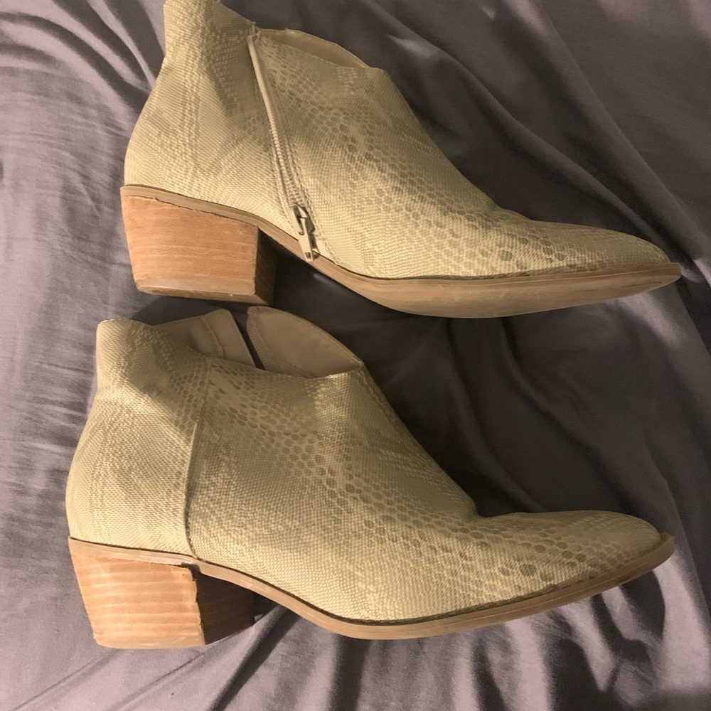 Snakeskin booties